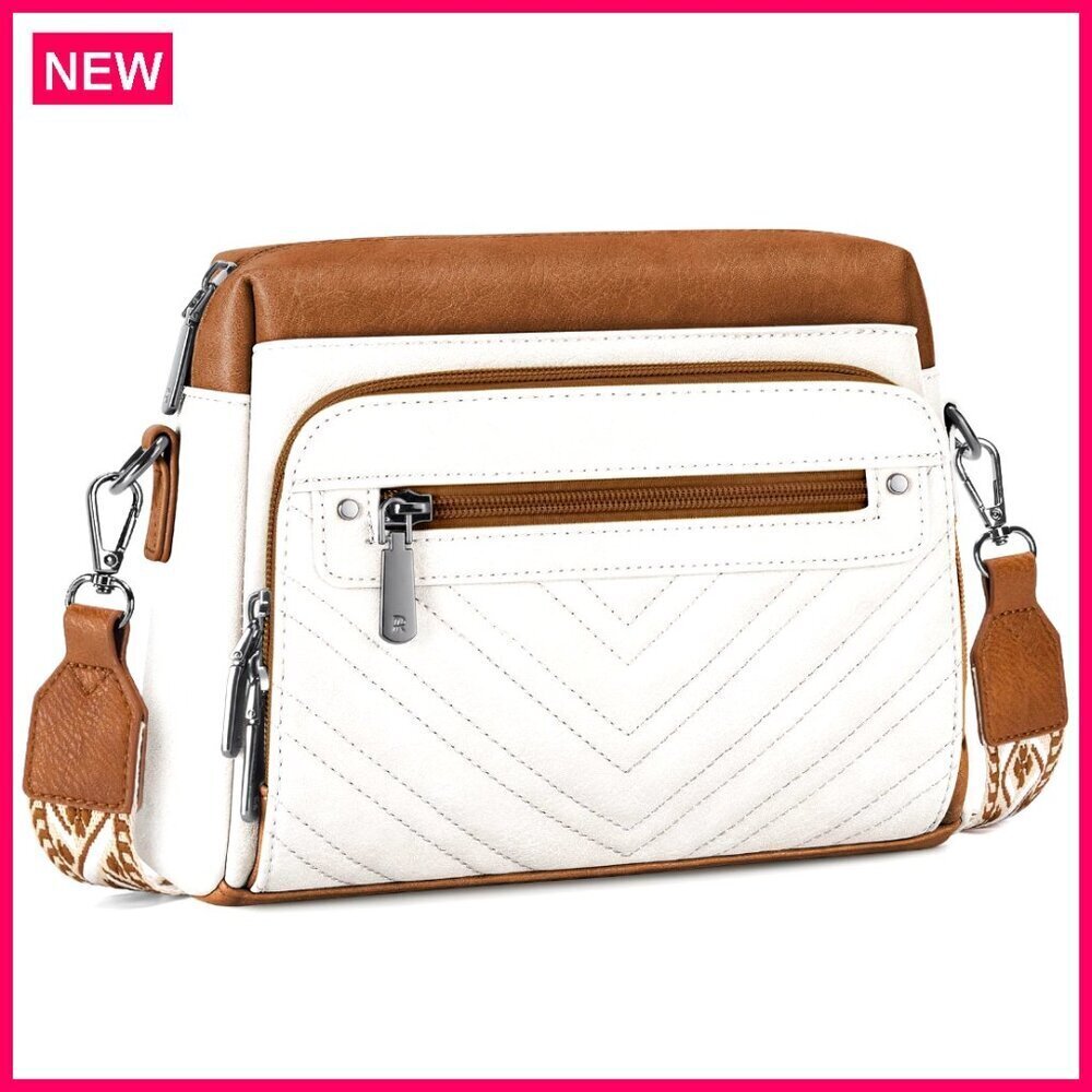 Leather Crossbody Bag with Built-in Wallet, Multiple Pockets, Adjustable Strap